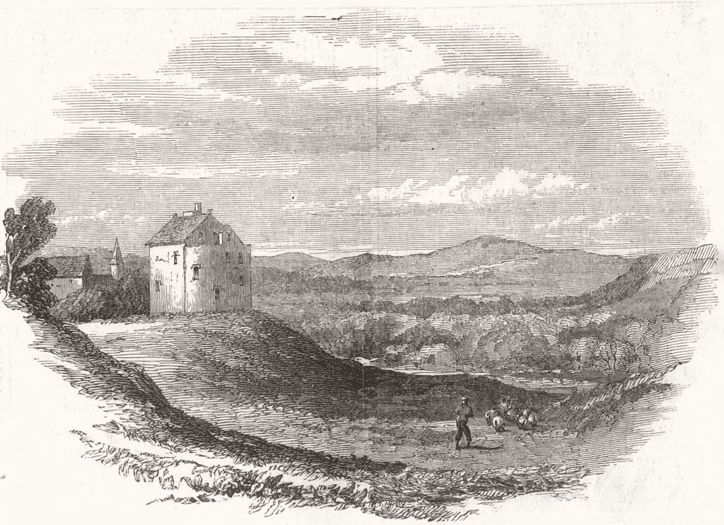 SCOTLAND. Closeburn Castle 1853 old antique vintage print picture